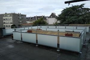 Garde-corps en acier et verre sur terrasse